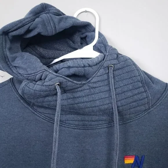 Aviator Nation Ninja Hoodie Sweatshirt Womens XS Blue Gray Funnel Neck - Picture 4 of 8